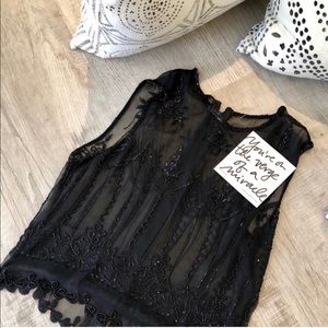 CALYPSO sheer beaded top ( or vest)-M